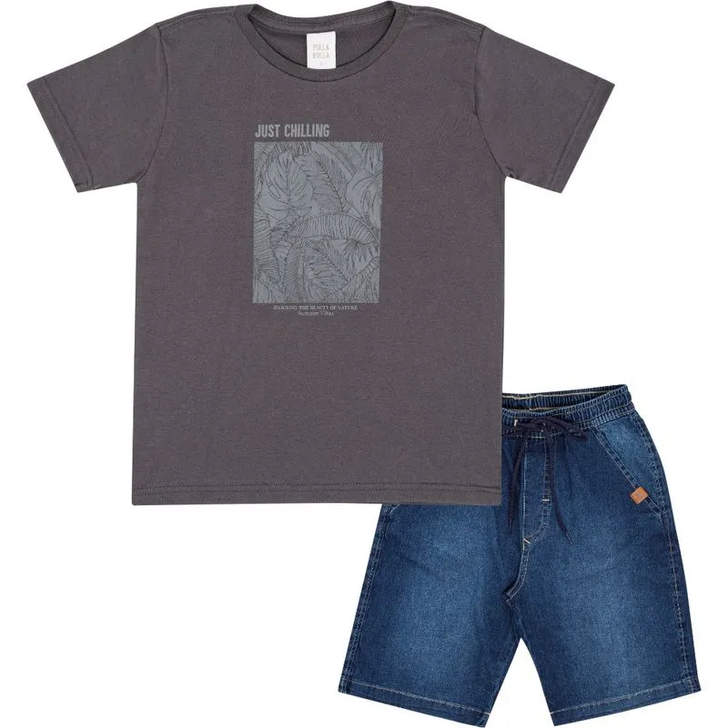 Conjunto Infantil Menino Manga Curta Pulla Bulla