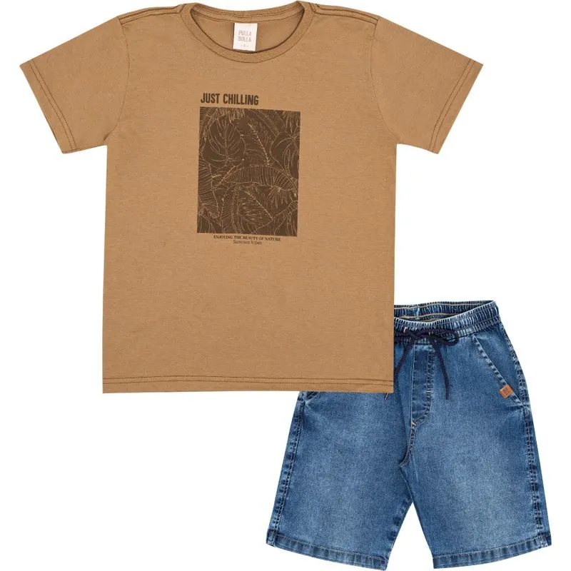 Conjunto Infantil Menino Manga Curta Pulla Bulla