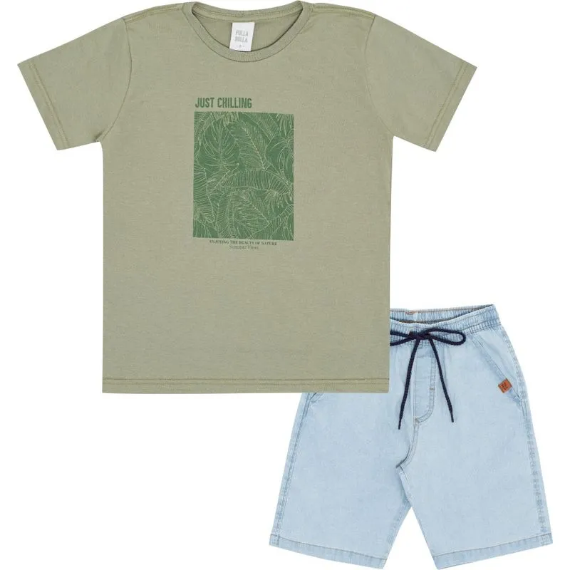 Conjunto Infantil Menino Manga Curta Pulla Bulla