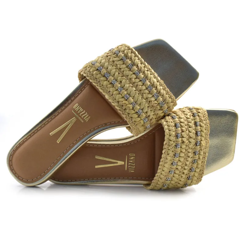 Sandália Rasteira Feminina Vizzano Dourado 6513.204.17565 40