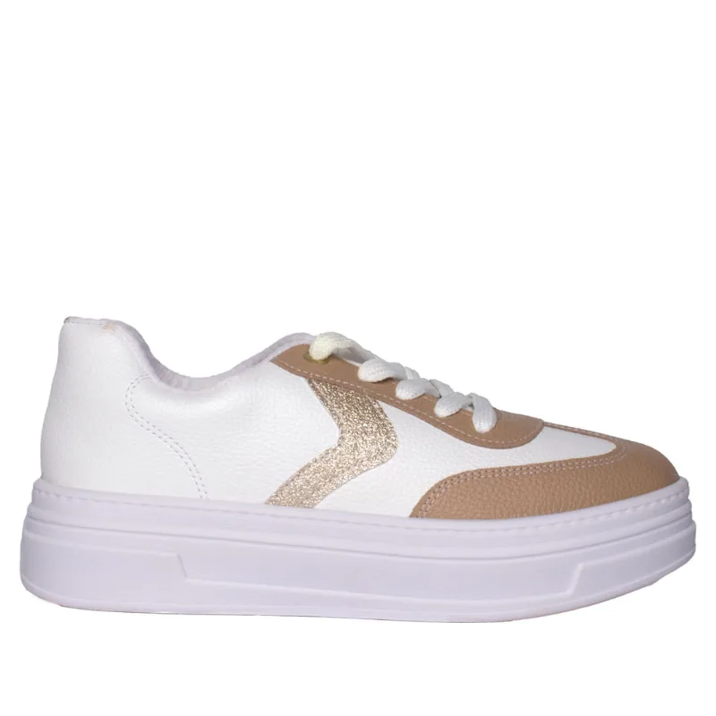 Tênis Feminino Beira Rio Casual Napa Texturizada Branco/Bege - 37