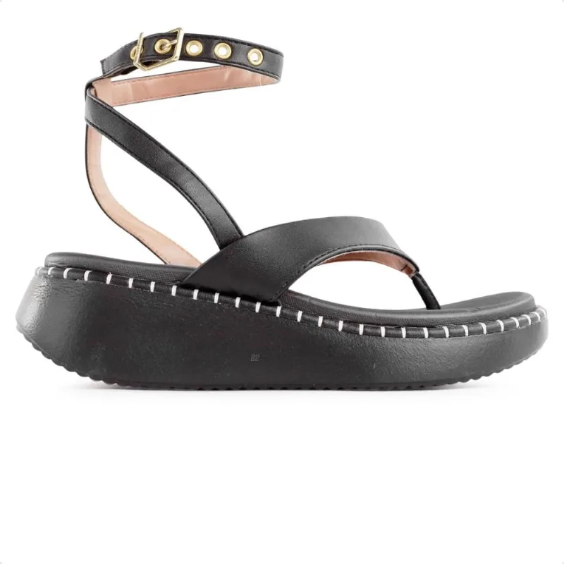 Sandália Vizzano Anabela Com Fivela Feminina 38 / Preto / Preto
