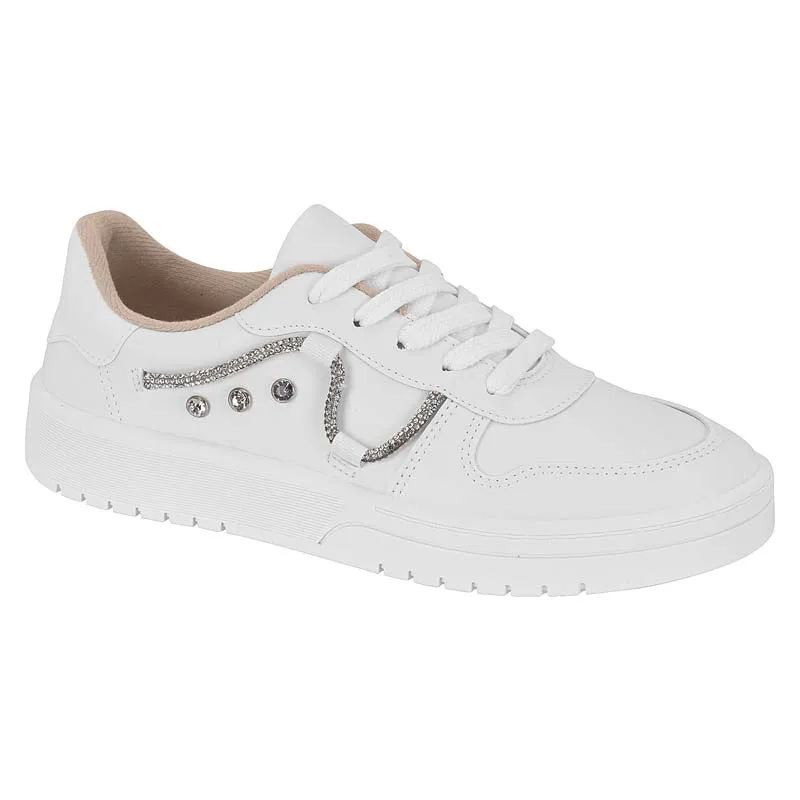 Tênis casual feminino moleca 5791.111 detalhes em strass