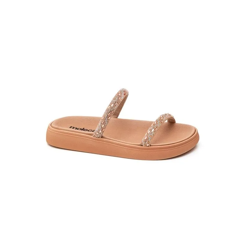 Chinelo Moleca Rasteira Feminino Tira Strass 5469.118.28485 Nude 34