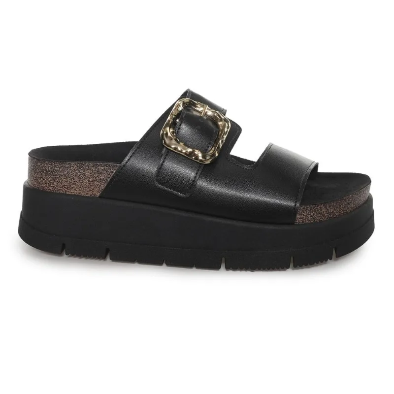 Tamanco Feminino Plataforma Tiras Fivela Moleca Preto Preto - 33