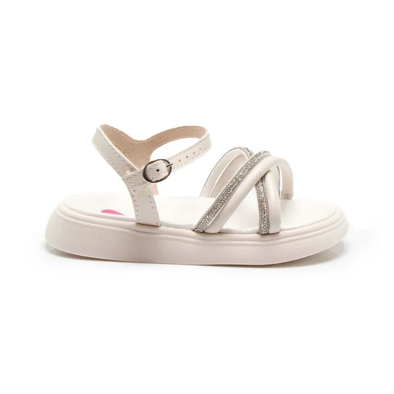 Sandália Molekinha Brilho Infantil Off White 22