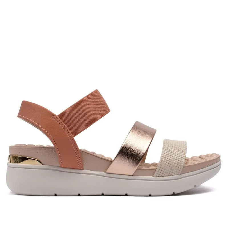 Sandália Feminina Modare com Tira Metalizada Coral/bege - 38