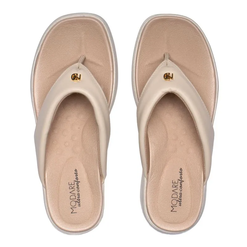 Chinelo Feminino Modare Flatform Tira de Dedo Larga Creme - 34