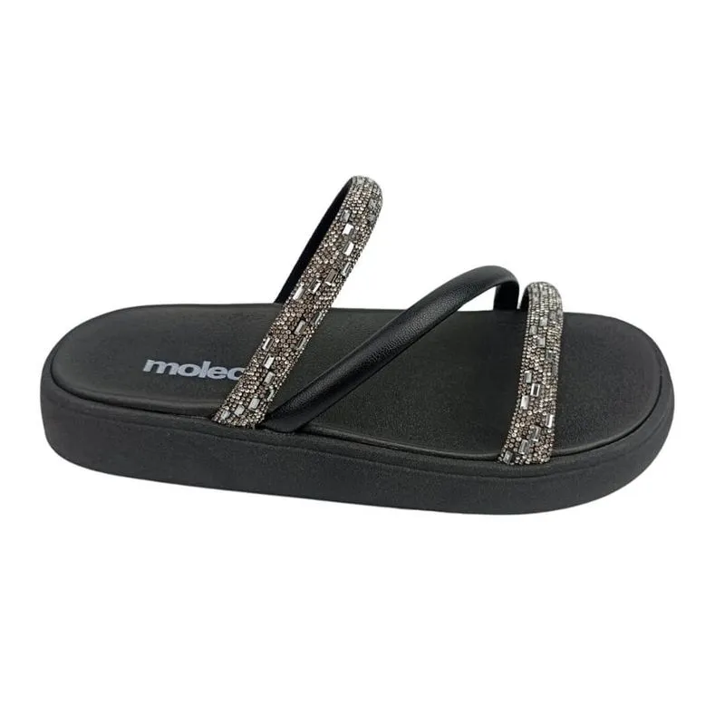 Chinelo Feminino Papete Moleca 5469.121 Cristal/Black 35 / PRETO/CRISTAL/BLACK