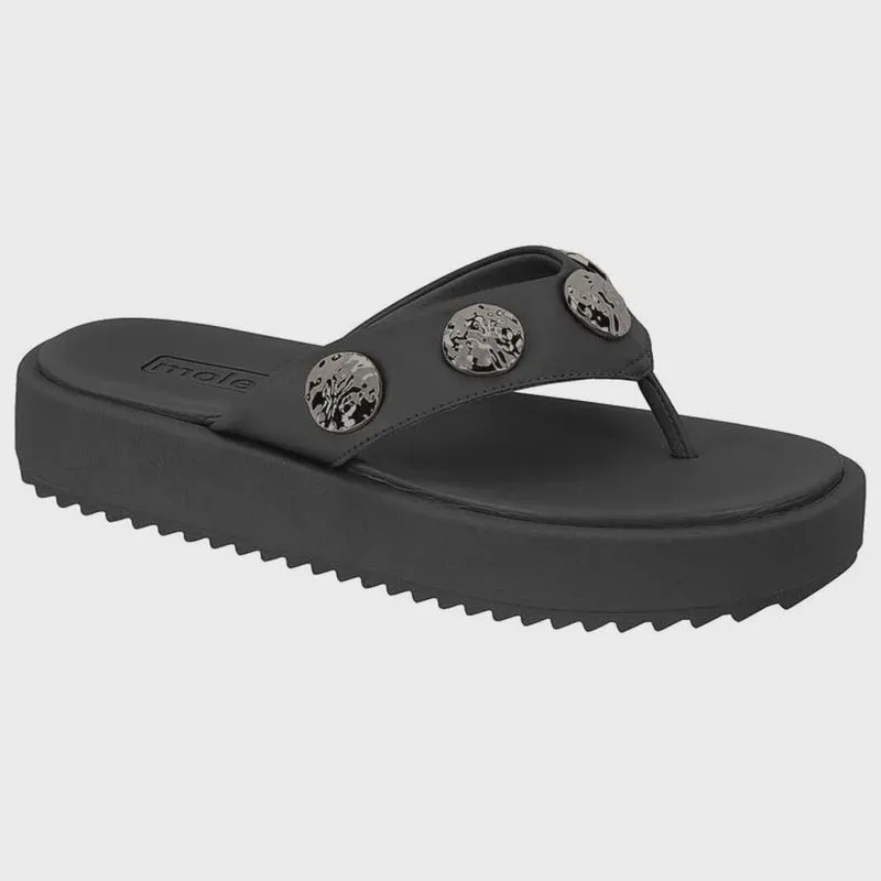 Chinelo Feminino Plataforma Napa Preto Moleca 5489.112