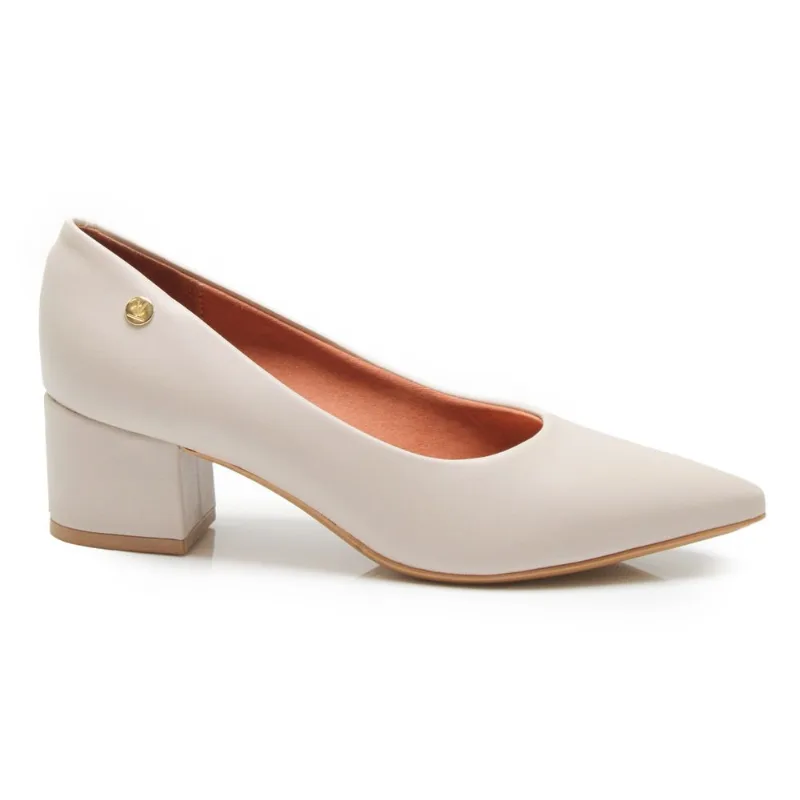 Scarpin Bico Fino Vizzano Salto Bloco Feminino Cinza Claro CINZA - 35