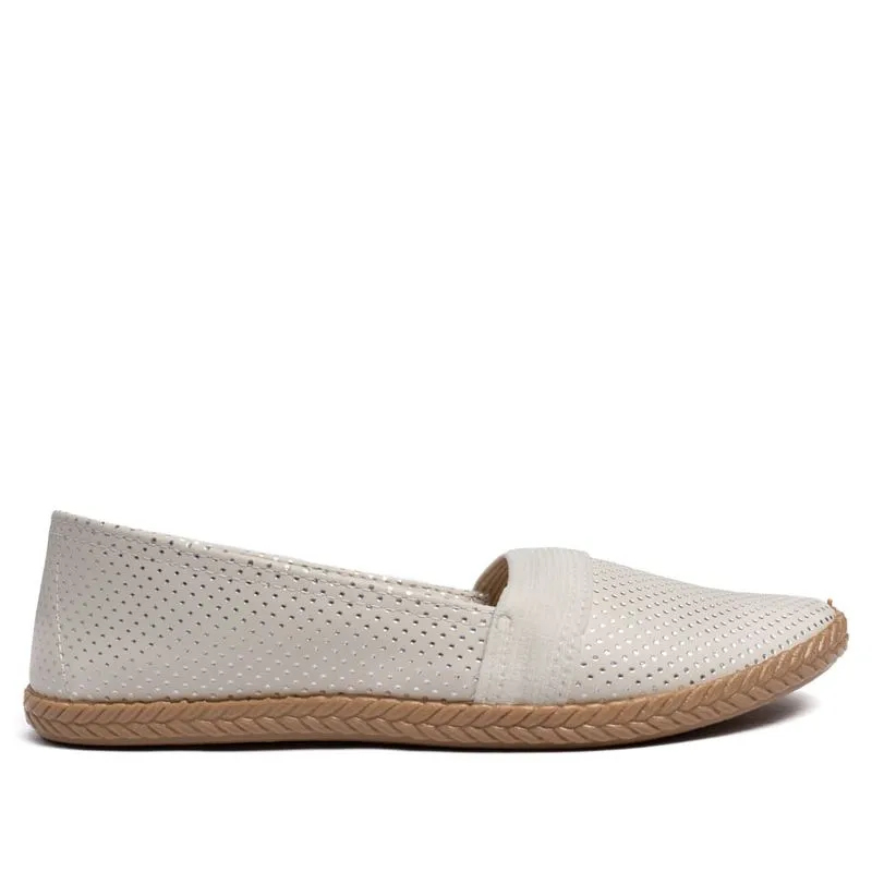 Sapatilha Feminina Moleca Napa com Detalhes Metalizados Off White - 35