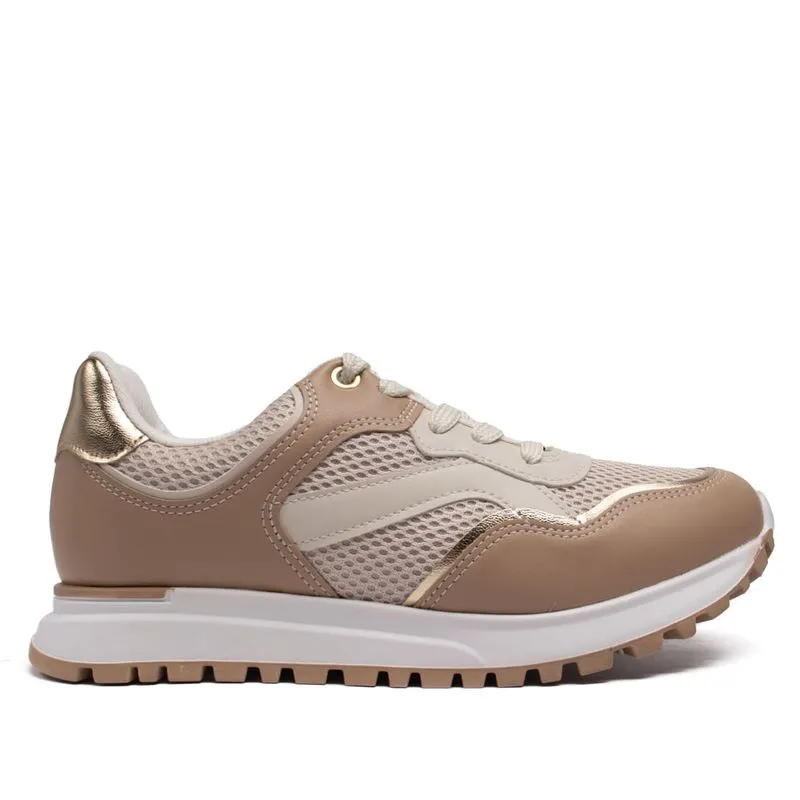 Tênis Feminino Vizzano com Recortes Bege/Dourado - 37