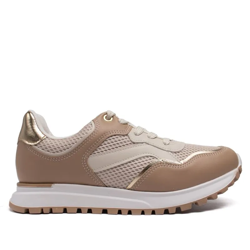 Tênis Feminino Vizzano com Recortes Bege/Dourado - 39
