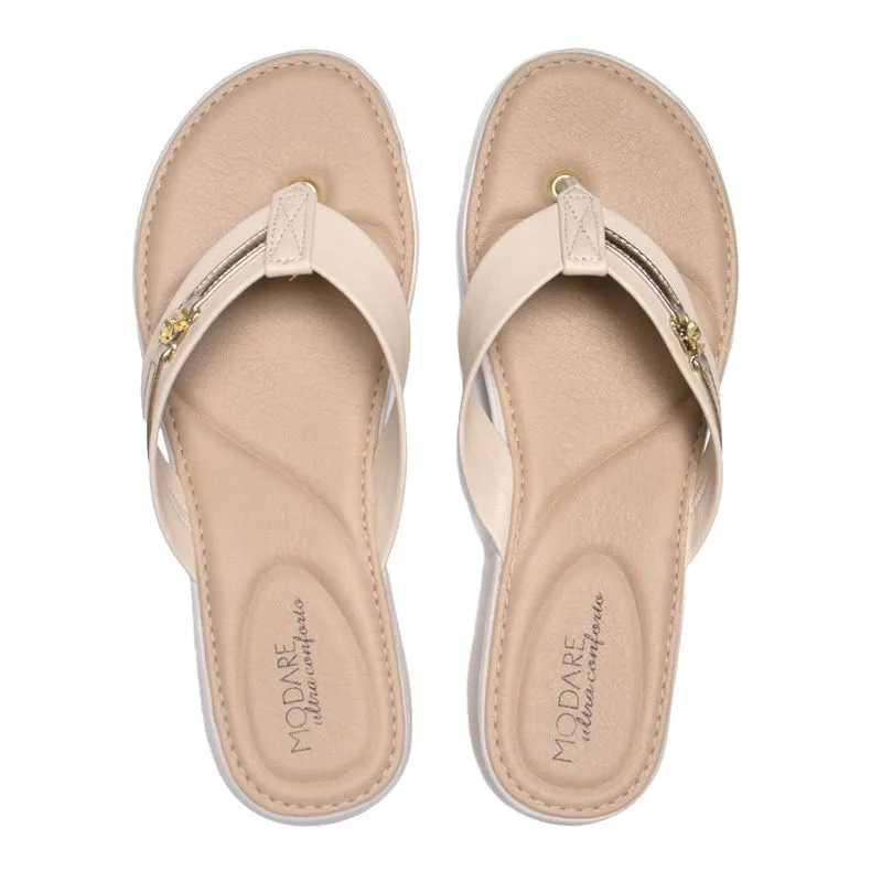Chinelo Feminino Modare com Detalhe Metalizado Creme - 37