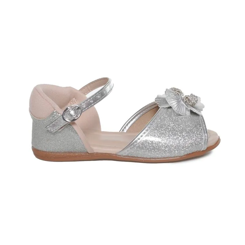 Sandália Infantil Molekinha Peep Toe Flower Prata PRATA - 20