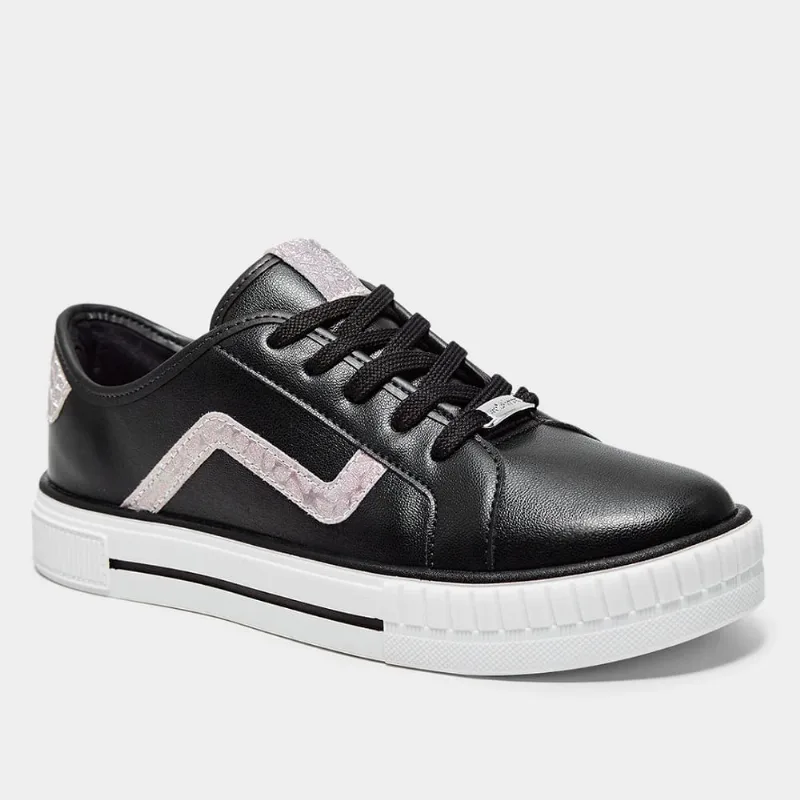 Tênis Casual Menina Molekinha Shine Snak Preto 2565.109 29 / Preto