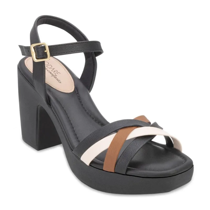 Sandália Salto Modare MD24-72031 39 / Preto/Caramelo