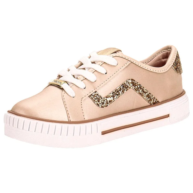 Tênis Infantil Feminino Molekinha 2565109 BEGE/OURO 36