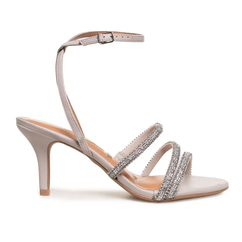 Sandália Salto Fino Pedras Cinza Vizzano Feminina Cinza - 38