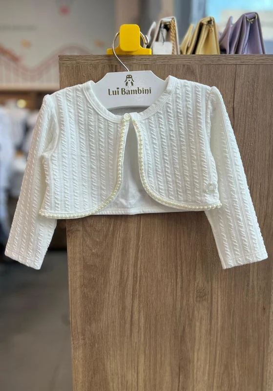 CASACO BOLERO MANGA LONGA ABERTO PÉROLAS RELEVO MENINA MILON OFF / 14