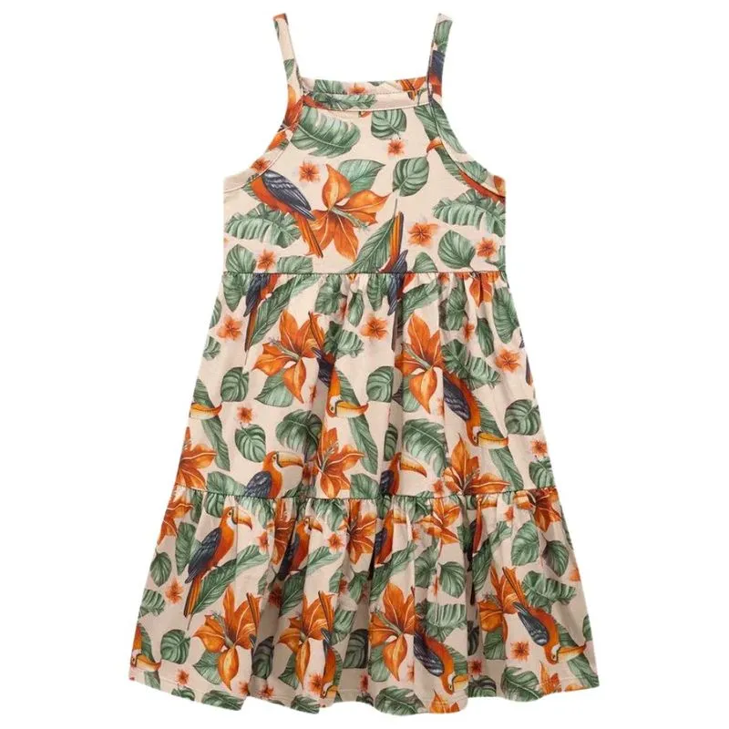 Vestido Florido Nanai Menina Infantil Verão 10/16 - 6000357-BEGE WHEY-10