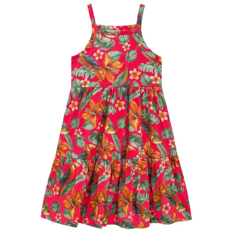 Vestido Florido Nanai Menina Infantil Verão 10/16 - 6000357-ROSA CARMIM-12