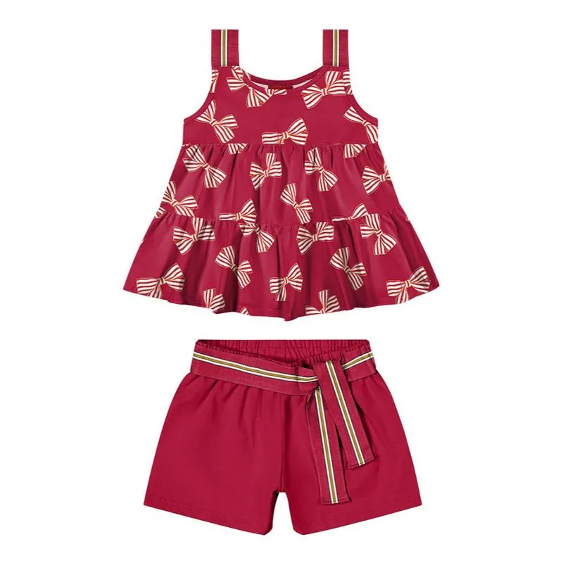 Conjunto Kyly Bebê Menina Verão Estampa de Laços PB/GB - 1000524-VERMELHO-GB
