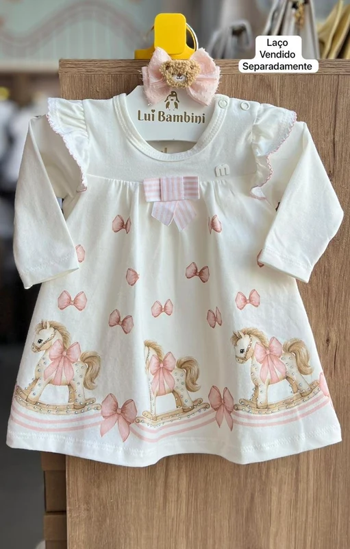 VESTIDO MANGA LONGA BABADO BODY CAVALO MENINA MILON OFF / 6-9M