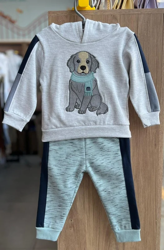 CONJUNTO BLUSÃO MANGA LONGA MOLETOM CAPUZ CACHORRO E CALÇA MENINO MILON MESCLA / 6