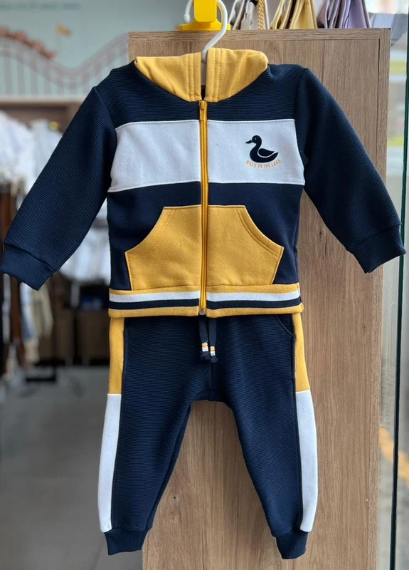 CONJUNTO BLUSÃO MANGA LONGA MOLETOM CAPUZ MINIMALISTA PATO E CALÇA MENINO MILON MARINHO / 8