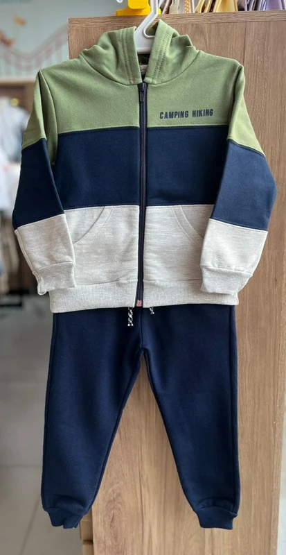 CONJUNTO BLUSÃO MANGA LONGA CAPUZ BOLSO MOLETOM E CALÇA MENINO MILON VERDE/AZUL / 12