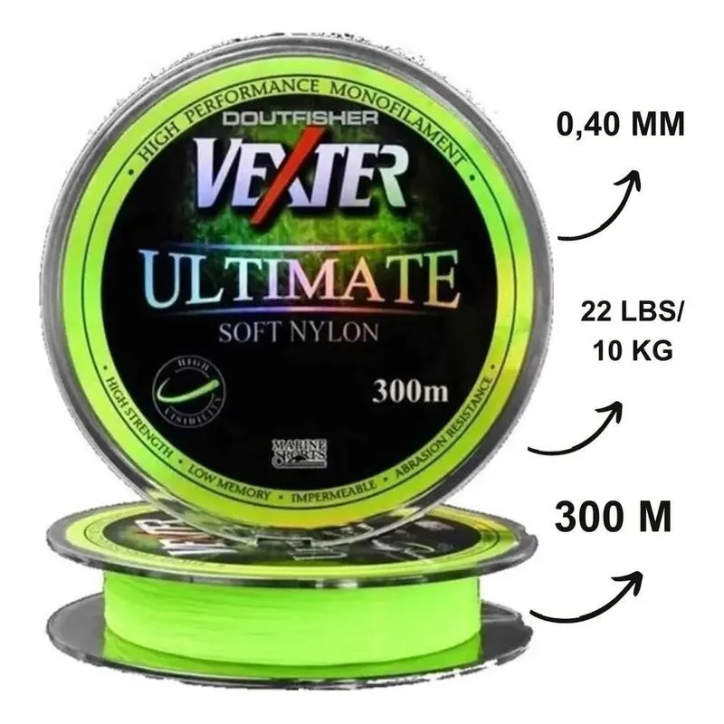 10x Linha Pesca Monofilamento Vexter Ultimate Verde 0,40mm