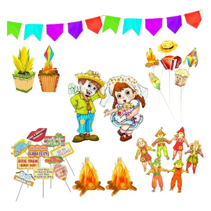 10x Kit Decoração Festa Junina Completo Mesa Enfeite São Jo