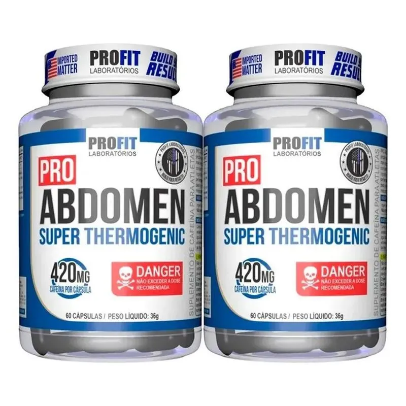 2x Kit 2x Pro Abdomen Termogênico 420mg Cafeína 60caps Profi