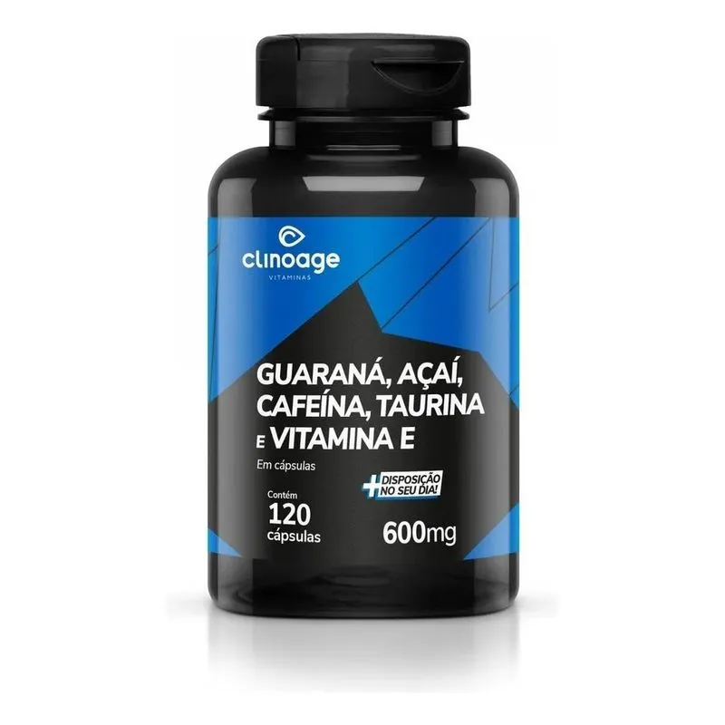 10x Guaraná Cafeína Açaí Taurina Vit. E 600mg 120 Caps Clin