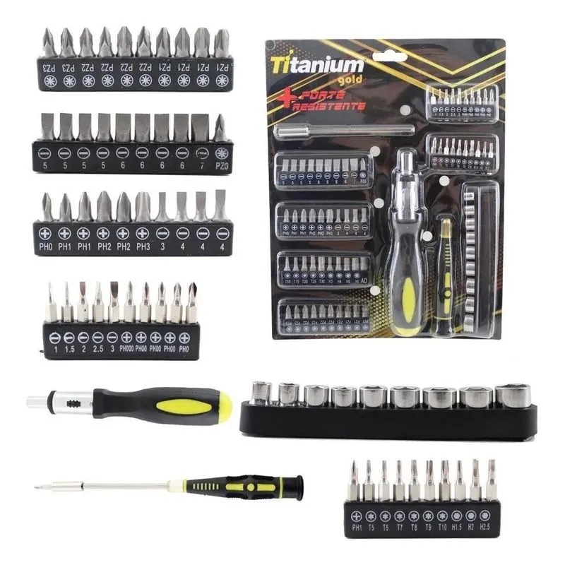 Kit Ferramentas De Bits Magnético 72 Pçs Completo Titanium