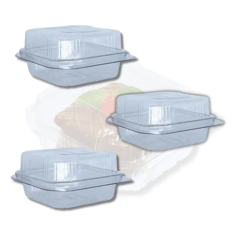3x Embalagem Para Bolo Doce Quadrado Articulado C/100un Tran