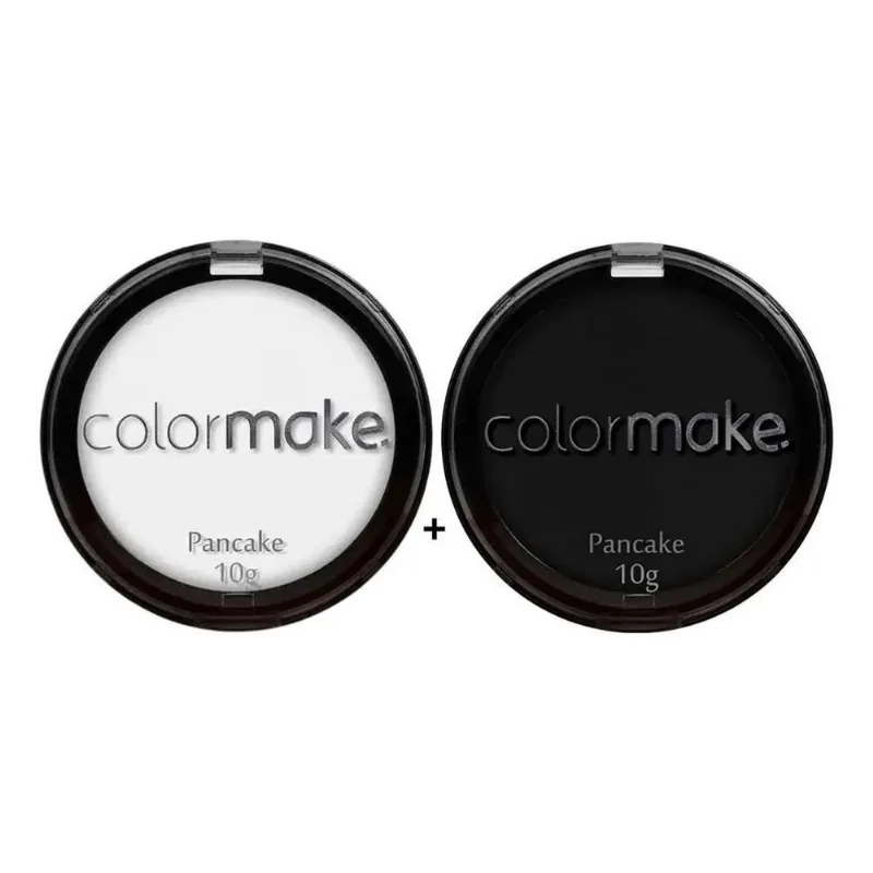 Kit Pancake Pó Colormake 10 Gramas Maquiagem Branco / Preto
