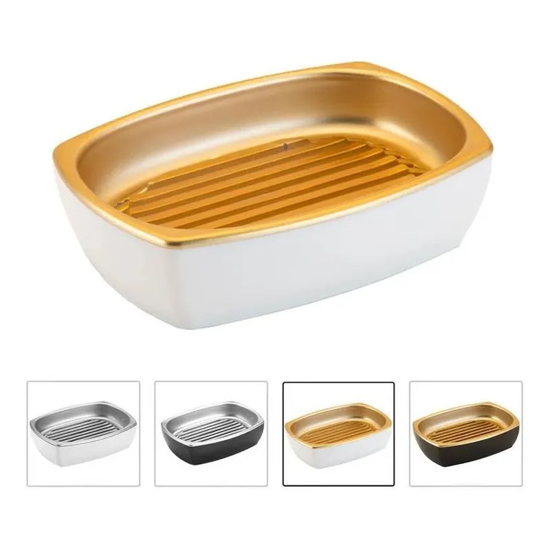 Saboneteira De Bancada Banheiro Lavabo Porta S Branco/dourad