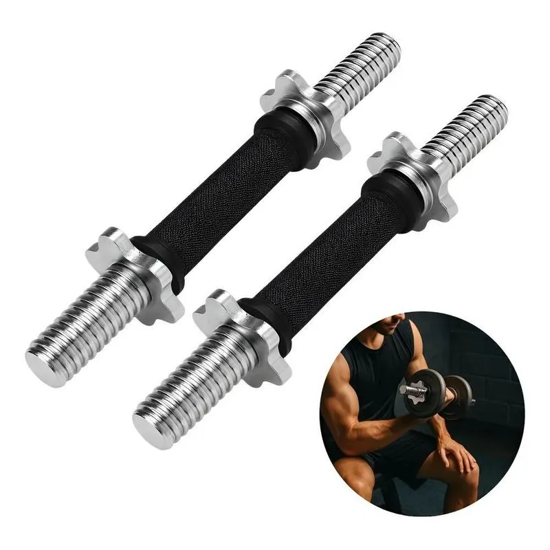 2x Barra Para Halter Com Rosca S/ Anilha Aço Inox Musculação