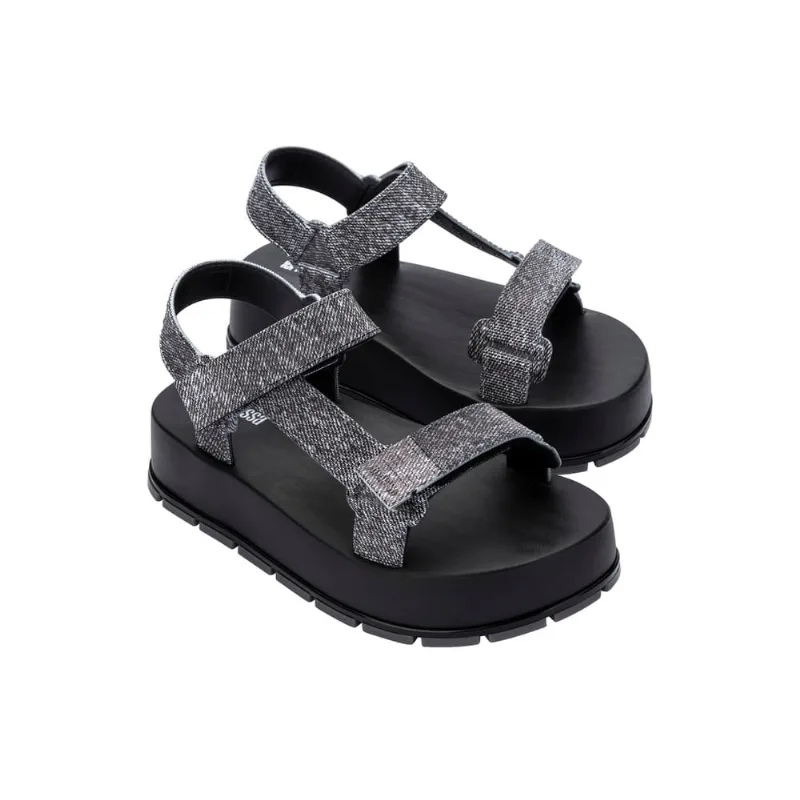 Sandalias Para Mujer Melissa Flowing Platform Denim Ad Jeans Negro Talla 39