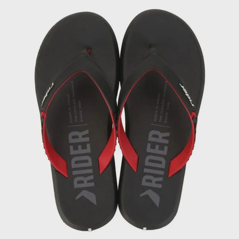 Chinelo Rider R1 Prime De Dedo Masculino Preto Vermelho