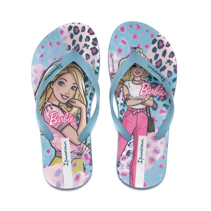 Chinelo Infantil Grendene Ipanema Barbie Meu Encanto Glitter Azul/Rosa - 33