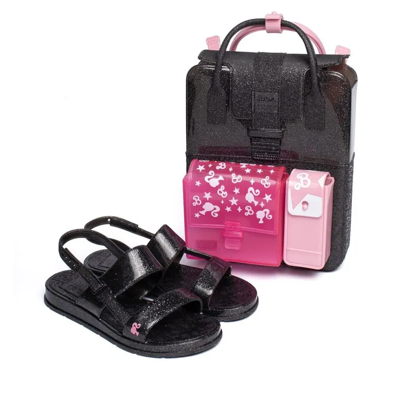 Sandália Infantil Grendene Barbie Color Mochi Glitter Preto - 30