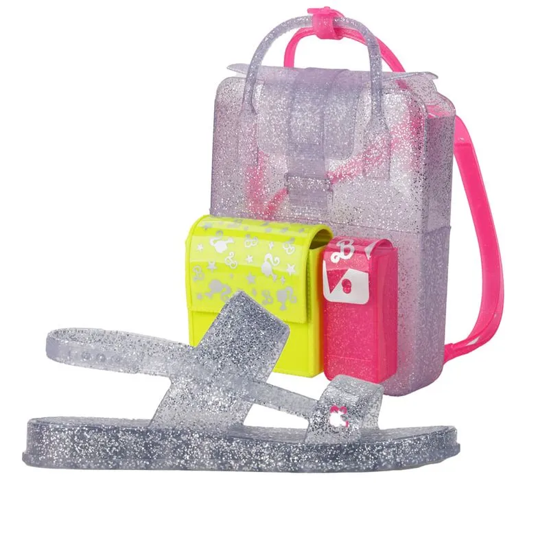 Sandália Papete Grendene Kids + Mochila Barbie Colors Infantil Prata 25