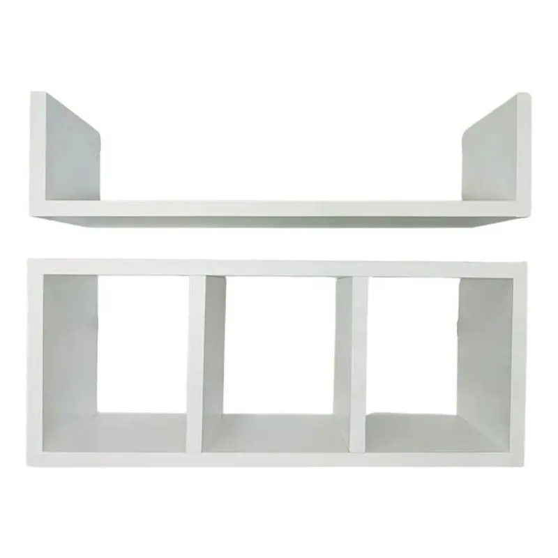 2x Nicho Prateleira 2 Peças Para Decoração Banheiro Mdf Bran