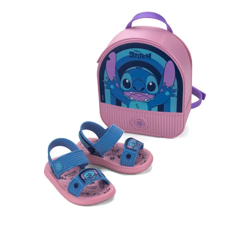Sandália Infantil Grendene Stitch com Mochila Rosa/azul - 19