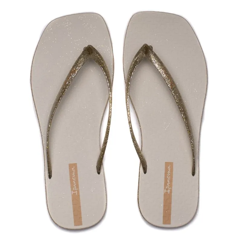 Chinelo Feminino Grendene Ipanema Edge Maxi com Glitter Branco/Dourado - 39