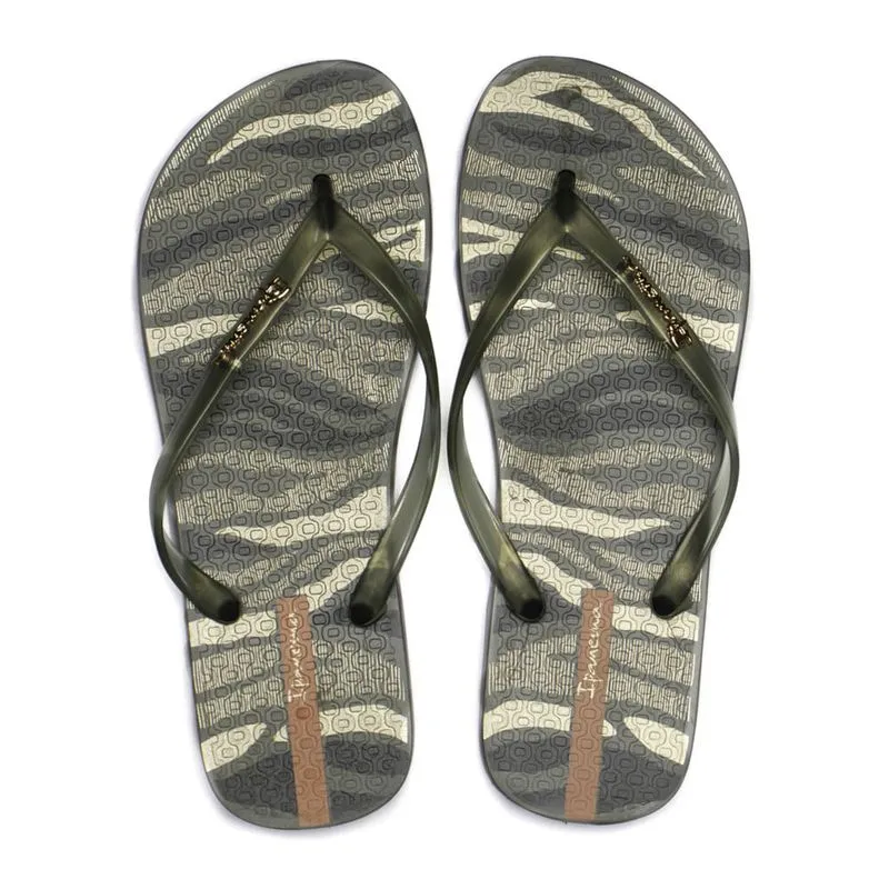 Chinelo Feminino Grendene Ipanema Animal Chic Verde/dourado - 37